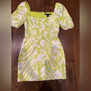 French Connection Lime and White Floral Mini Dress